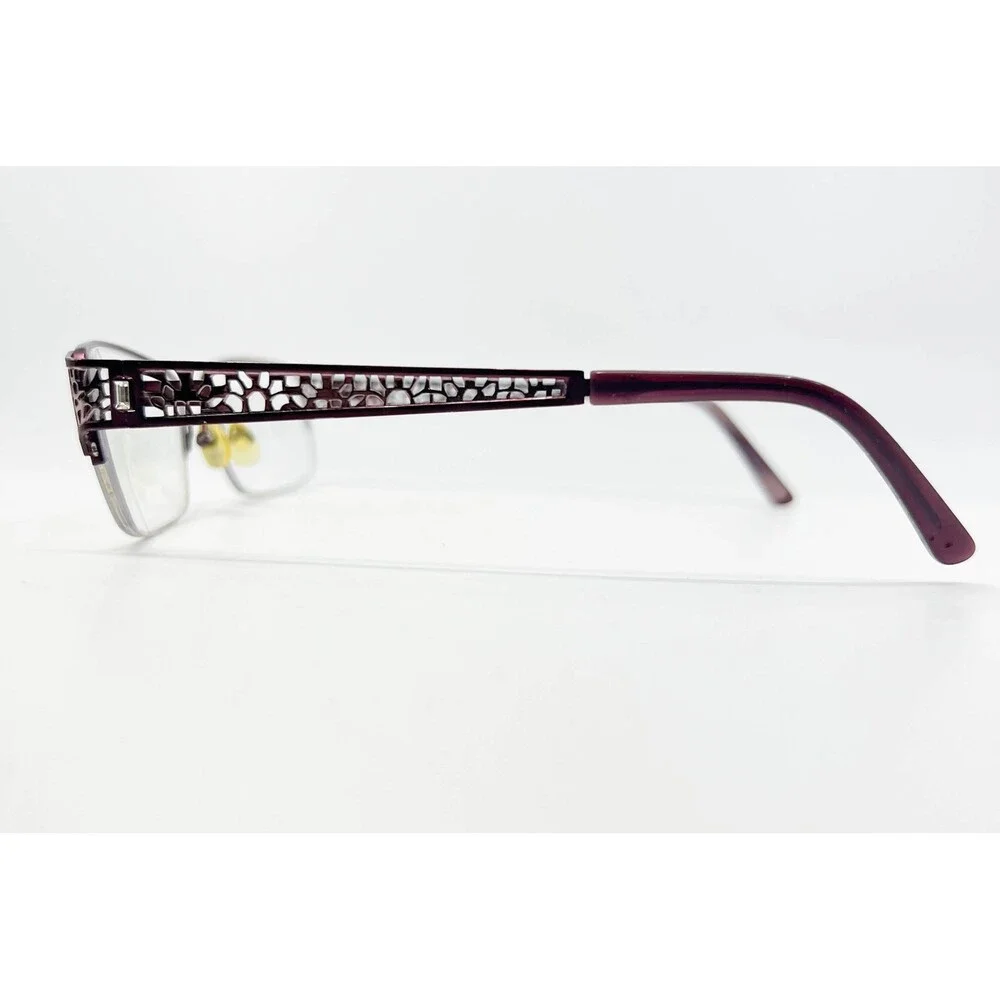 Saks Fifth Avenue Eyeglass Frames Womens Burgundy Filigree Rectangle 54-17-135